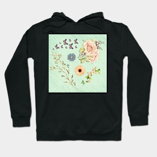 pastel spring flowers and butterflies painting Hoodie